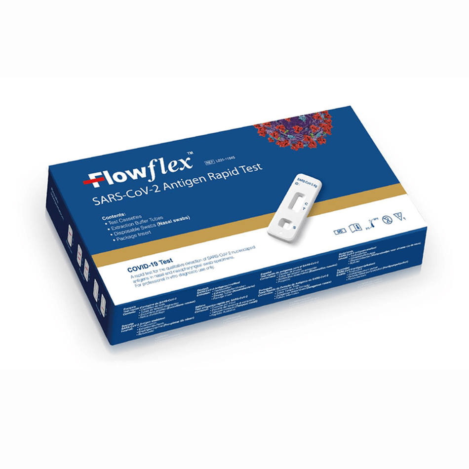 (C) FLOWFLEX SARS COV2 Rapid Antigen Lateral Flow Test Kits - INDIVIDUALLY WRAPPED