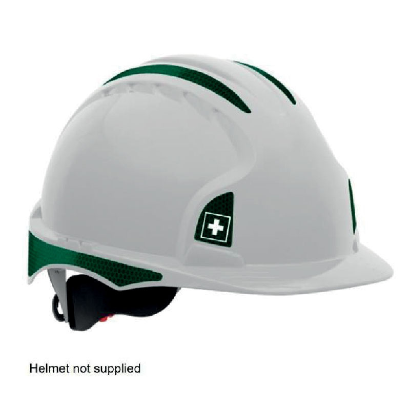 CR2 Reflective Decal Kit to suit Evo3 Helmets For Increased Nightime Visibility/Reflectivity - GREEN FIRST AID