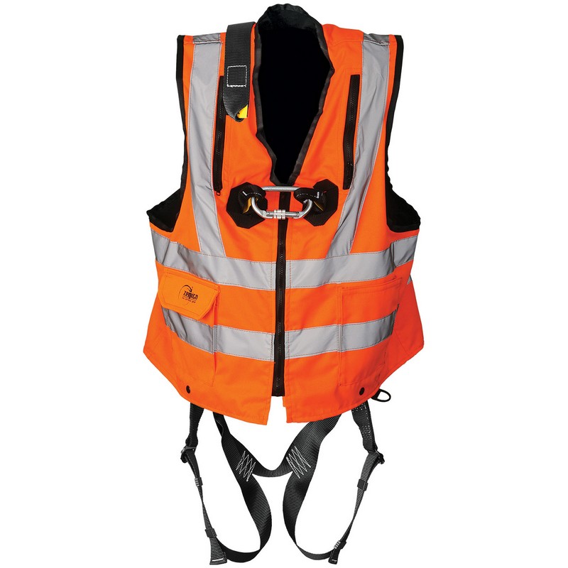 Hi-Viz Multi Pocket Vest & Harness Orange